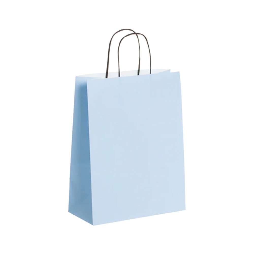 Pack of 150 Medium Light Blue Paper Gift Bag With Paper Twisted Handles ...