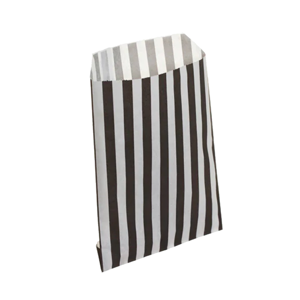 Pack of 1000 Small Black Candy Stripe Paper Counter Bags