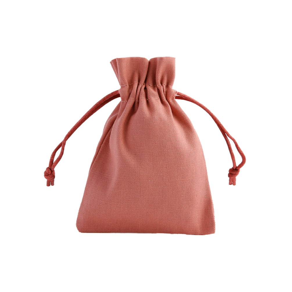 Medium Terracotta Cotton Bag with Silk Drawstring