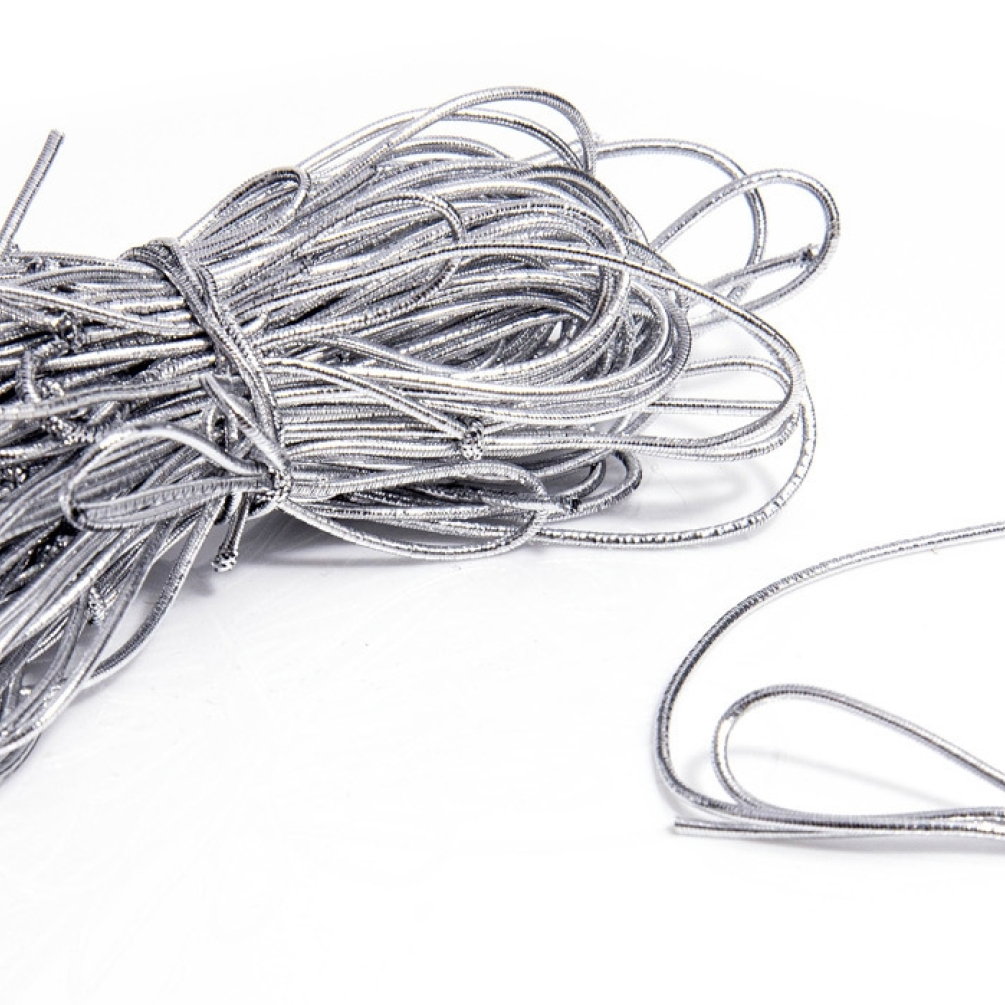 10 Metallic Silver Elastic Stretch Loops with Pre-Tied Bows, 50 Pack