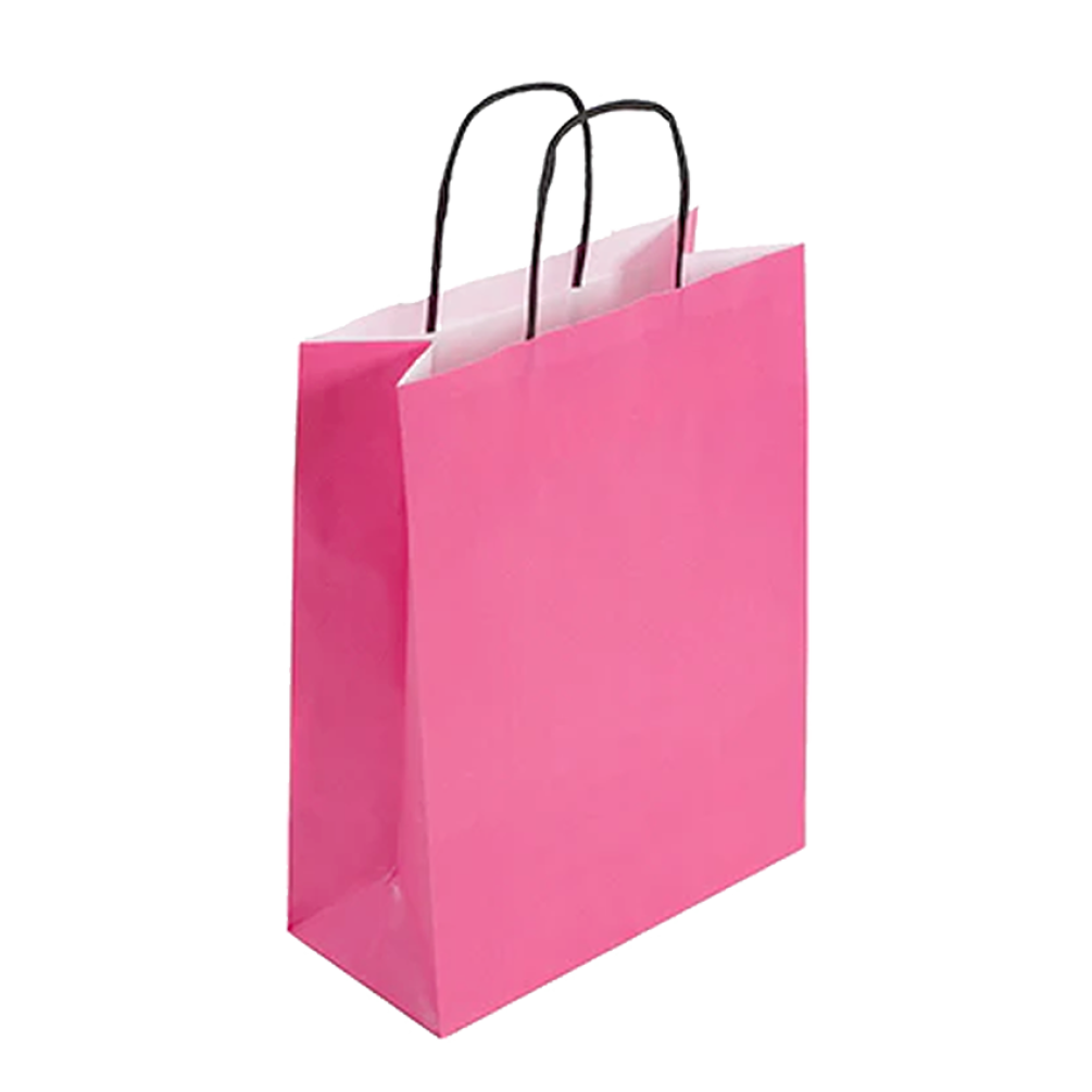 Pack of 25 Large Magenta Paper Gift Bag With Paper Twisted Handles