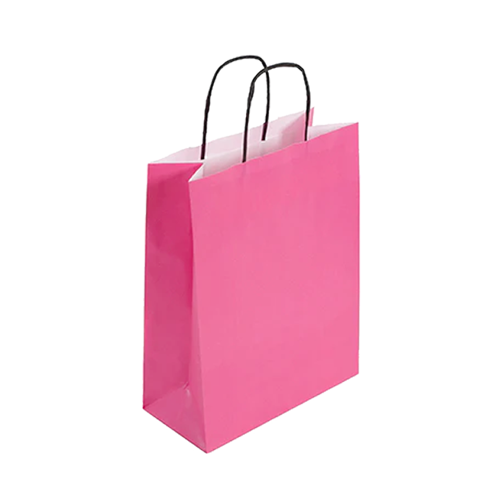 Pack of 25 Medium Magenta Paper Gift Bags With Paper Twisted Handles