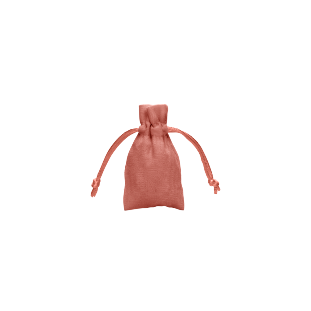 Small Terracotta Cotton Bag With Silk Drawstring