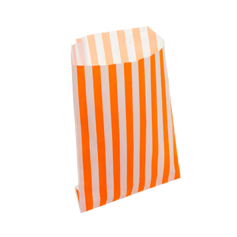 Pack of 1000 Small Orange Candy Stripe Paper Counter Bags