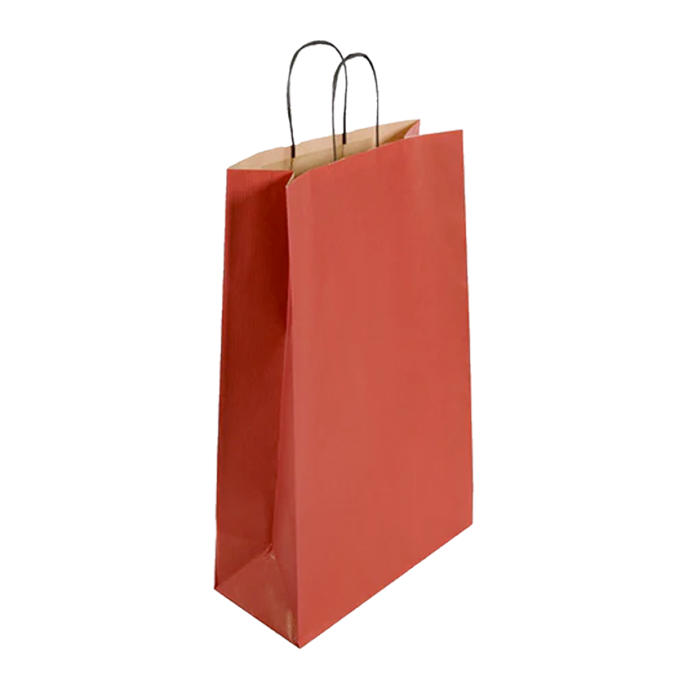  Pack of 25 Large Red Paper Gift Bag With Paper Twisted Handles