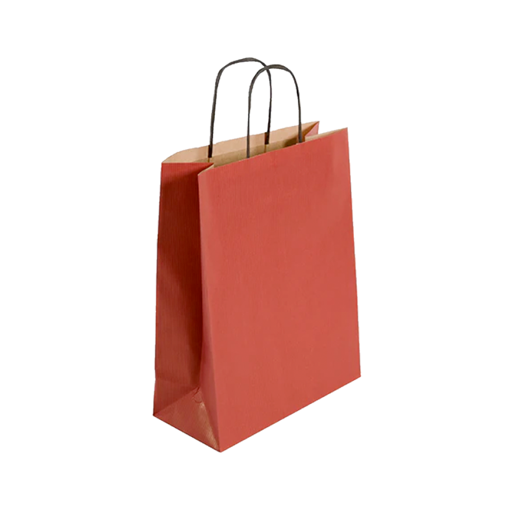 Pack of 25 Medium Red Paper Gift Bags With Paper Twisted Handles