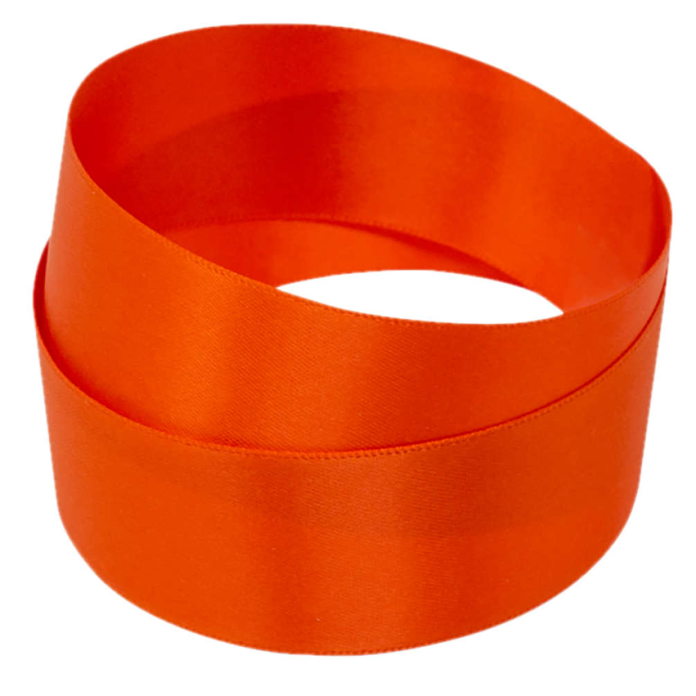 Orange Recycled Double Sided Satin Ribbon - 25mm