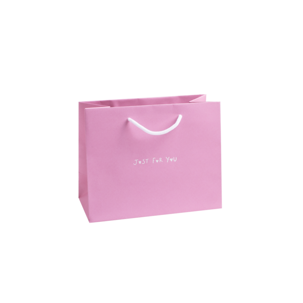 Just For You Fondant Pink Medium Landscape Paper Gift Bag with Rope Handles