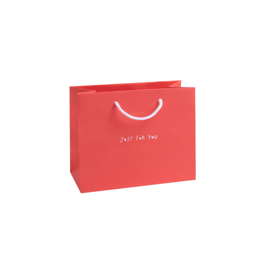 Just For You Radiant Red Medium Landscape Paper Gift Bag with Rope Handles