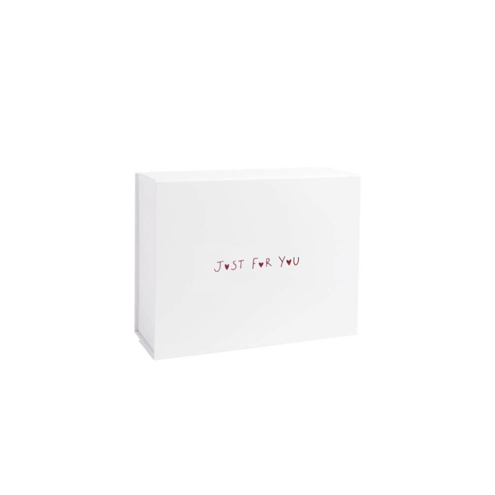 Just For You Valentine's Day Medium White Gift Box With Cut Outs For Ribbon