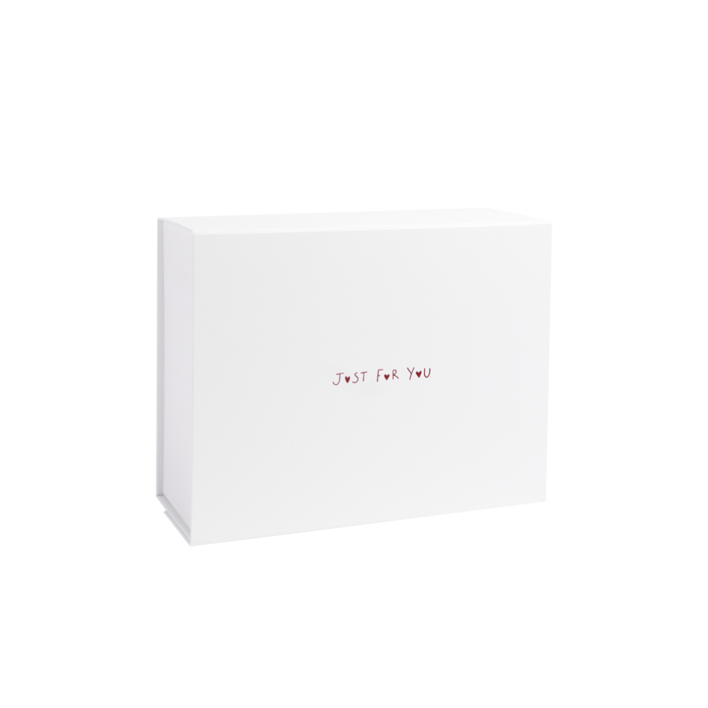 Just For You Valentine's Day Deep White Gift Box With Cut Outs For Ribbon