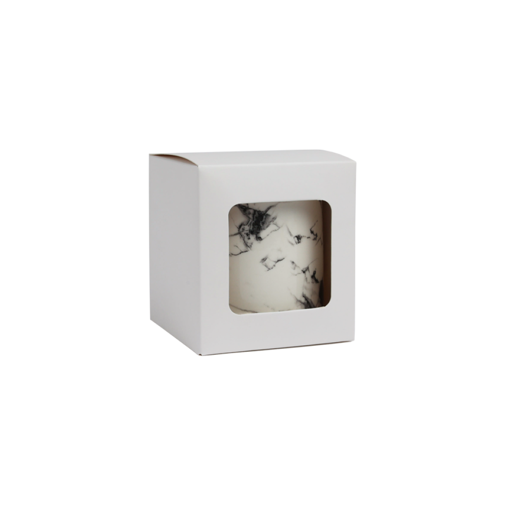 White Flat-Packed Candle Box with Open Window