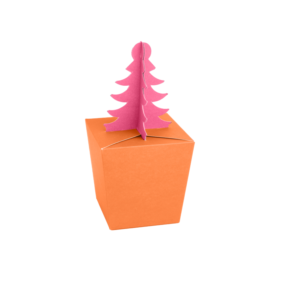 Bright Orange and Magenta Pink Flat Pack Christmas Tree Gift Box